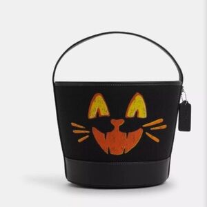 NWT Coach CCE04 Trick Or Treat Bucket Halloween Cat In Regenerative Cotton 2025